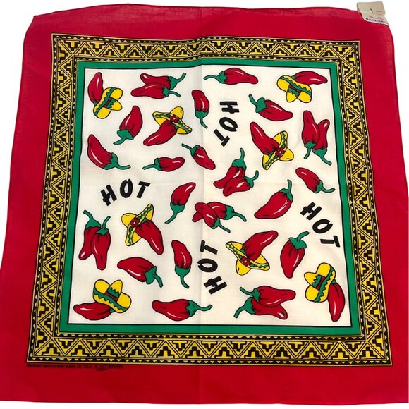 Red Hot Jalapeno Chili Pepper Bandana Scarf Handkerchief Southwestern NWT VTG - Picture 5 of 8